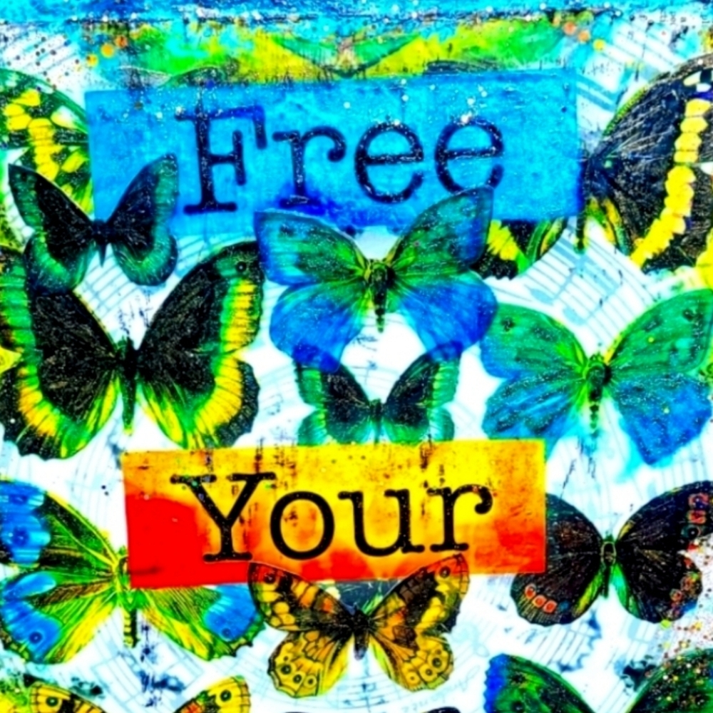 Free Your Mind Butterfly Original Mixed Media Collage - Picture 3 of 8
